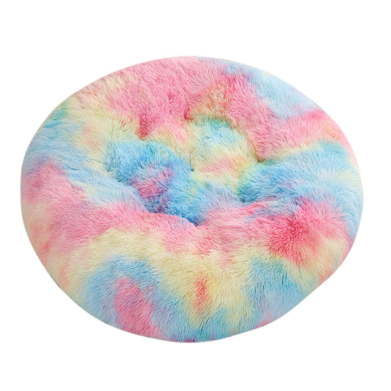 Round Pet Mat Dog Bed Plush Warm Sleep Dog Bed