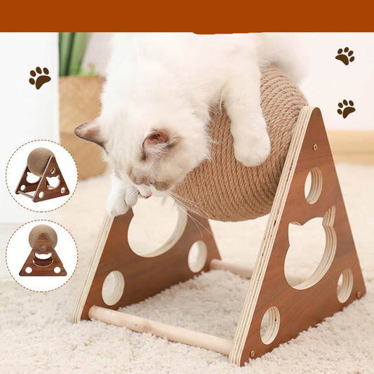 Cat Scratcher Sisal Rope Ball Cat Scratching Post Wood Stand