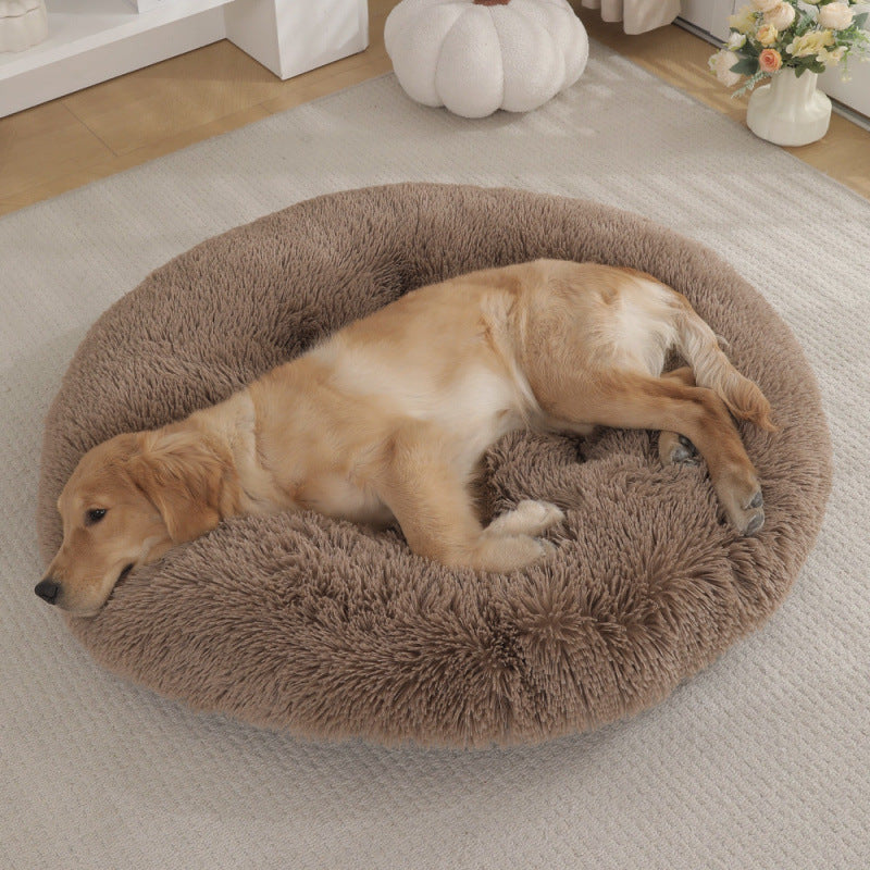 Round Pet Mat Dog Bed Plush Warm Sleep Dog Bed